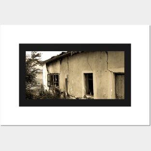 Abandoned old country house with, sepia photography Posters and Art